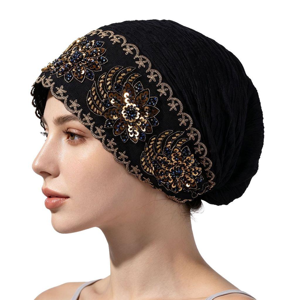 Ethnic Headwear With Lace Beads And Sequins For Fashionable Summer Comfort