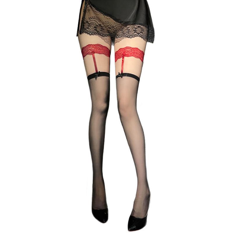 New Erotic Stockings Sexy Lace Lace Socks Over the Knee Loose Temptation Stockings Black Silk Garter Integrated Socks