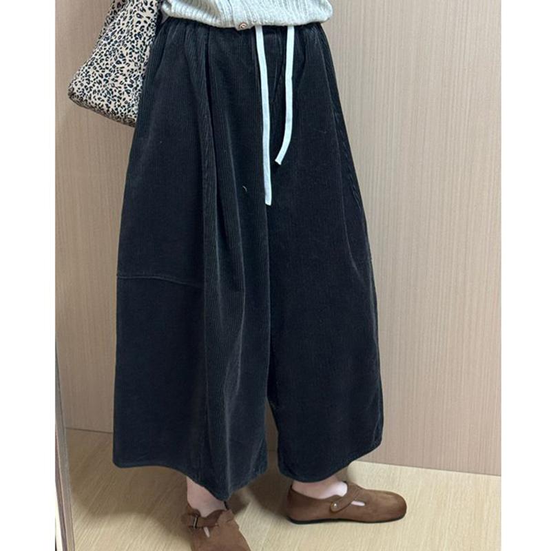 

Slimming Effect Corduroy Wide Leg Pants Women Casual Style High Waist Polyester Fiber Comfortable Autumn Arrival XXXL