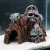 Handgefertigte Totenkopf-Aquariumdekoration Harz-Höhlenverstecke Künstlerische Totenkopfform Fischbecken Dekoration