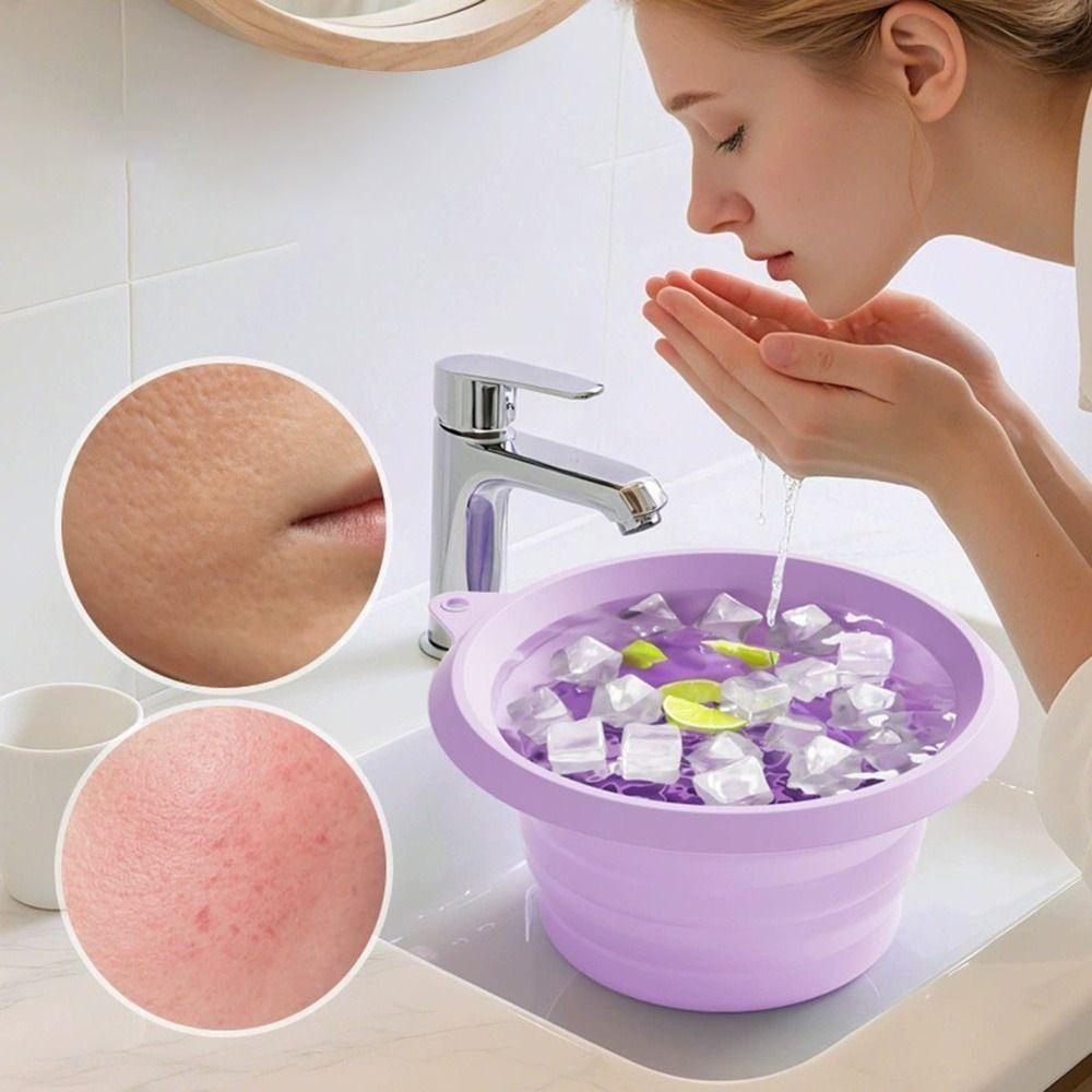 Foldable Face Ice Bath Bowl Stress Relief Rapid Cooling Washbasin  for Women Girls