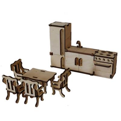 Küçük Bebekler için Ahşap Minyatür Mutfak Mobilyaları, Oyuncak Bebek Evi Mobilyaları, Oyuncak Fırın, Oyuncak Buzdolabı, Ahşap Oyuncak Ev Seti, Kız Çocuk Hediyesi