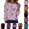 Women's Casual Long Sleeve Crew Neck Sweatshirt Halloween Print Pullover Top Lightweight Comfortable Fit for Everyday Wear