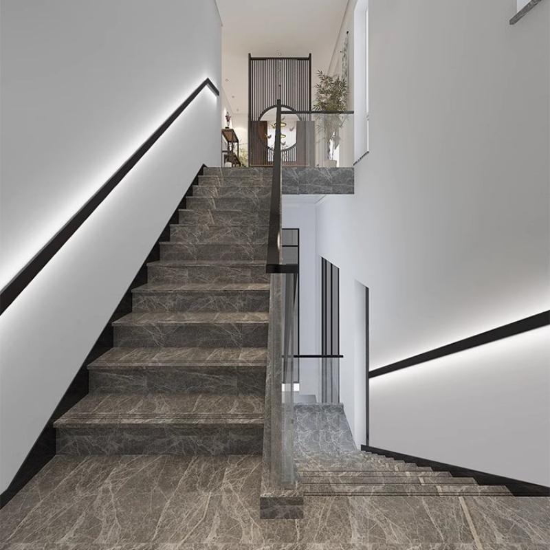 1m/2m Stair Handrail LED Aluminum Profile Wall Mounted Up Down Channel Diffuser Staircase Corridor Decor Linear Bar Strip Lights