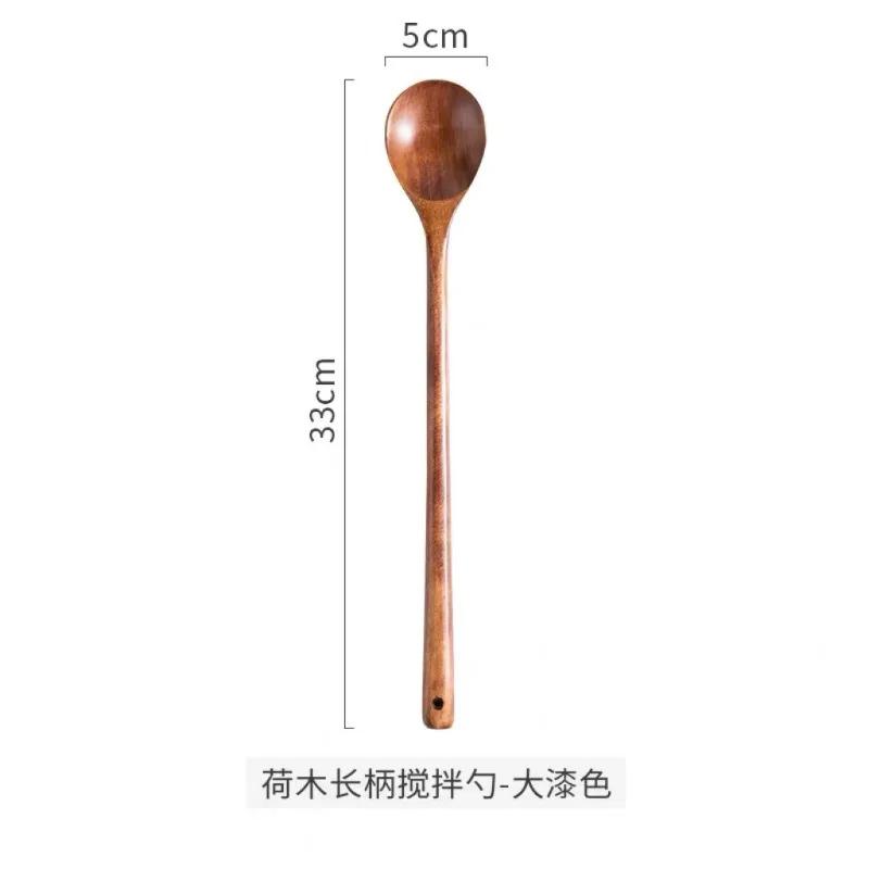 Long Wooden Stirring Spoon Natural Wood Soup Tableware Cooking Honey Coffee Spoon Mixing Spoon