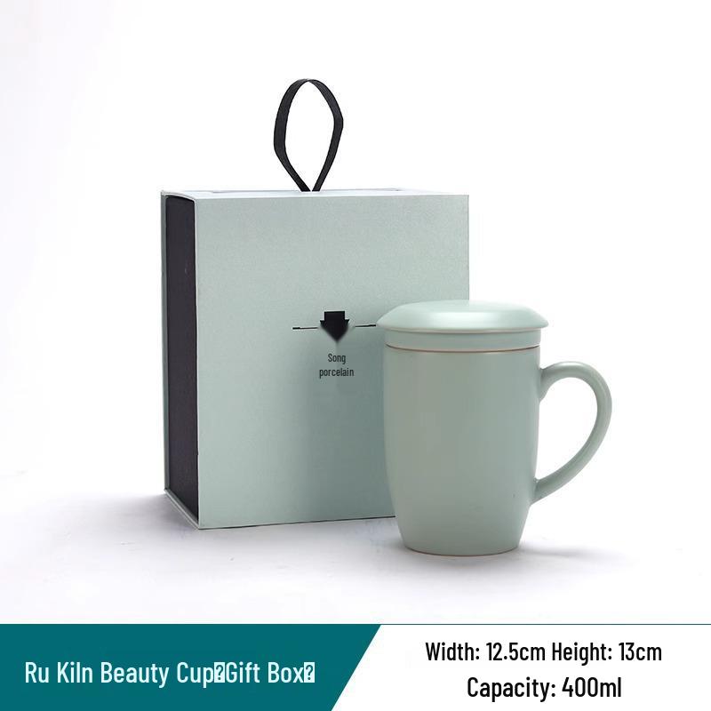 Ru Ware Ceramic Teacup with Tea & Water Separation Filter - Office Gift