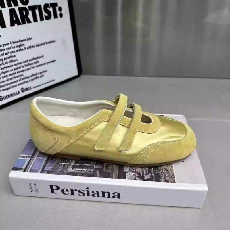 Velcro Splicing Satin New Beautiful Word Belt Casual Shoes Women Mary Jane Shoes Ballet Style