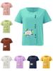 Damska Koszulka T-shirt z Kwiatowym Nadrukiem Alfabetu Krótki Rękaw Luźna Bawełniana Koszula Codzienna Luźna Letnia Bluzka Top Plus Size