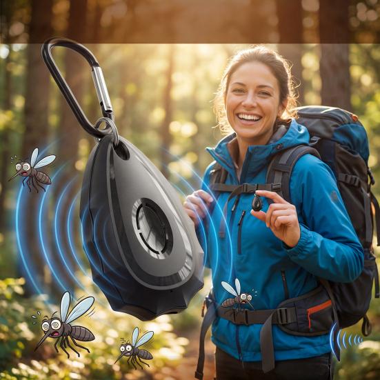 Travel Essentials for Outdoors Portable Mosquito Repellent, Insect Deterrent with USB C Rechargeable, Clip-on Pulse Outdoor Activity Accessories