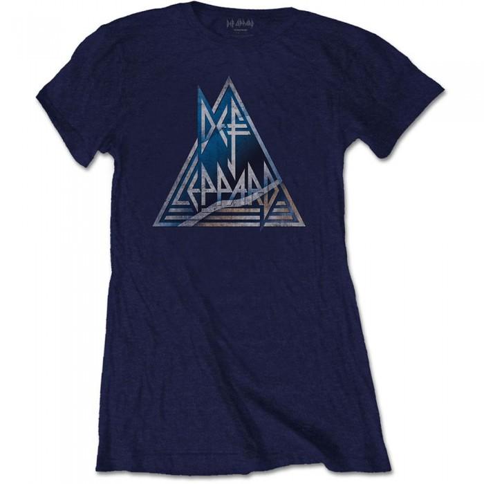 T-shirt in Cotone con Logo a Triangolo Def Leppard da Donna