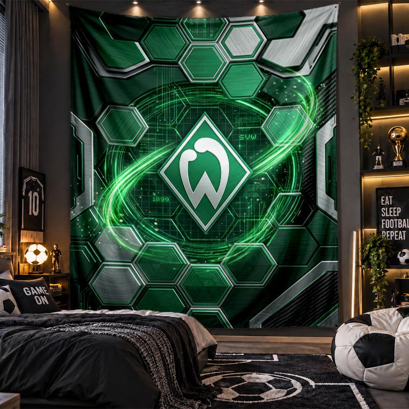 Wall Hanging Tapestry Werder Bremen Football Print Cloth for Living Room Bedroom Home Decor