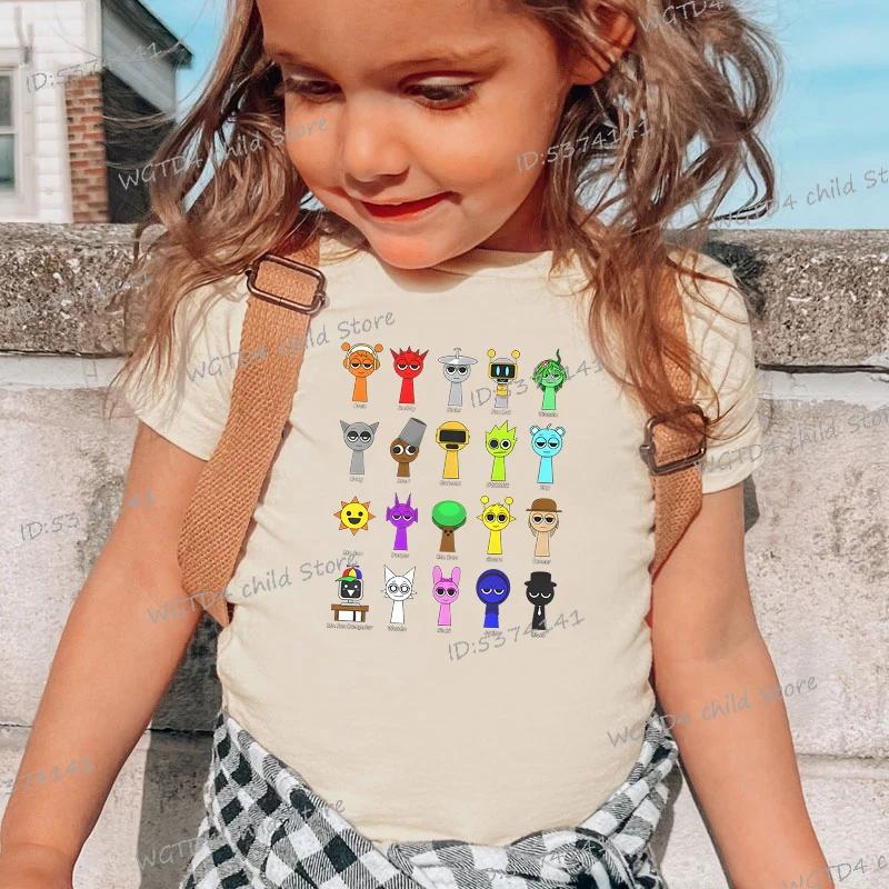Nuova T-shirt Sprunki per Bambini Cartone Animato Gioco Sprunki Stampata Top Magliette Ragazzi Ragazze Casual Manica Corta T-shirt Estate Abbigliamento per Bambini