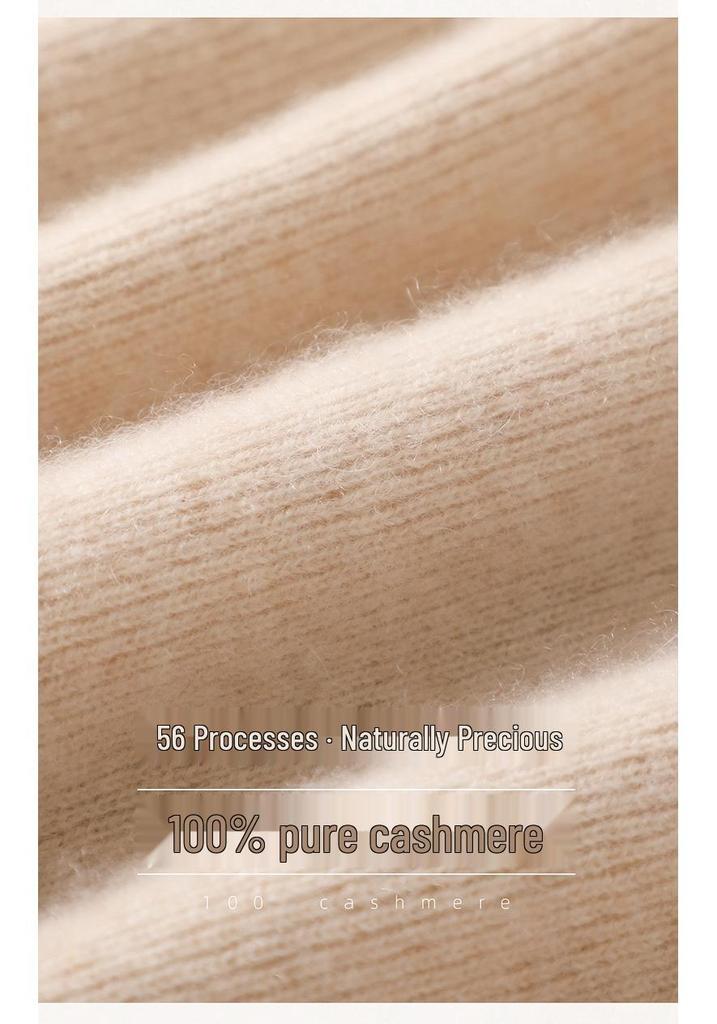 Women's 100% Pure Cashmere Slim Fit Round Neck Long Sleeve Sweater - Warm, Knit, Autumn/Winter.