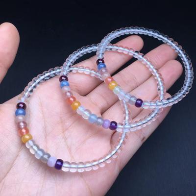 Natural White Crystal Straight Cut Pan Bead Duobao Crystal Bracelet Fashionable Purple Sea Blue Garnet Old Type