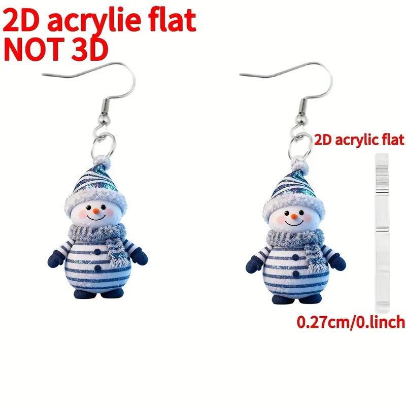 Cross-border Cartoon Snowman Earrings - Cute, Striped Scarf, Flat Acrylic Christmas Decor
