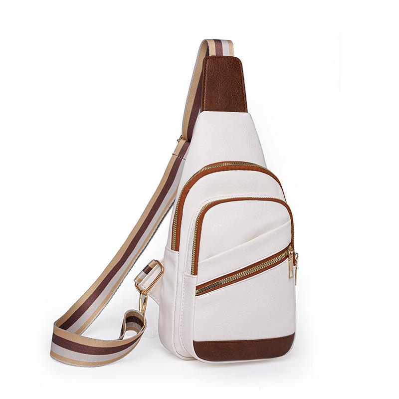 Fashion Trend Women's Chest Bag PU Soft Leather Texture Cross Bag Chest Bag Outdoor Sports Card Compartment Phone Bag
