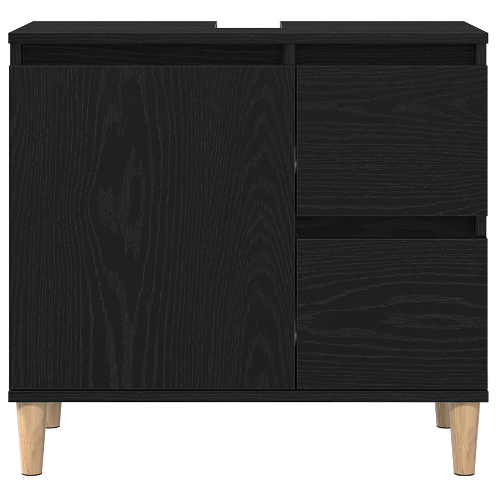 vidaXL Waschbeckenunterschrank Schwarz Eiche 65x33x60 cm Holzwerkstoff