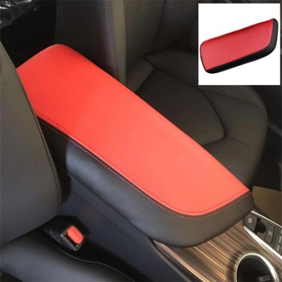 Red + Black Leather Car Central Armrest Box Cover For Toyota Camry 2018- LHD