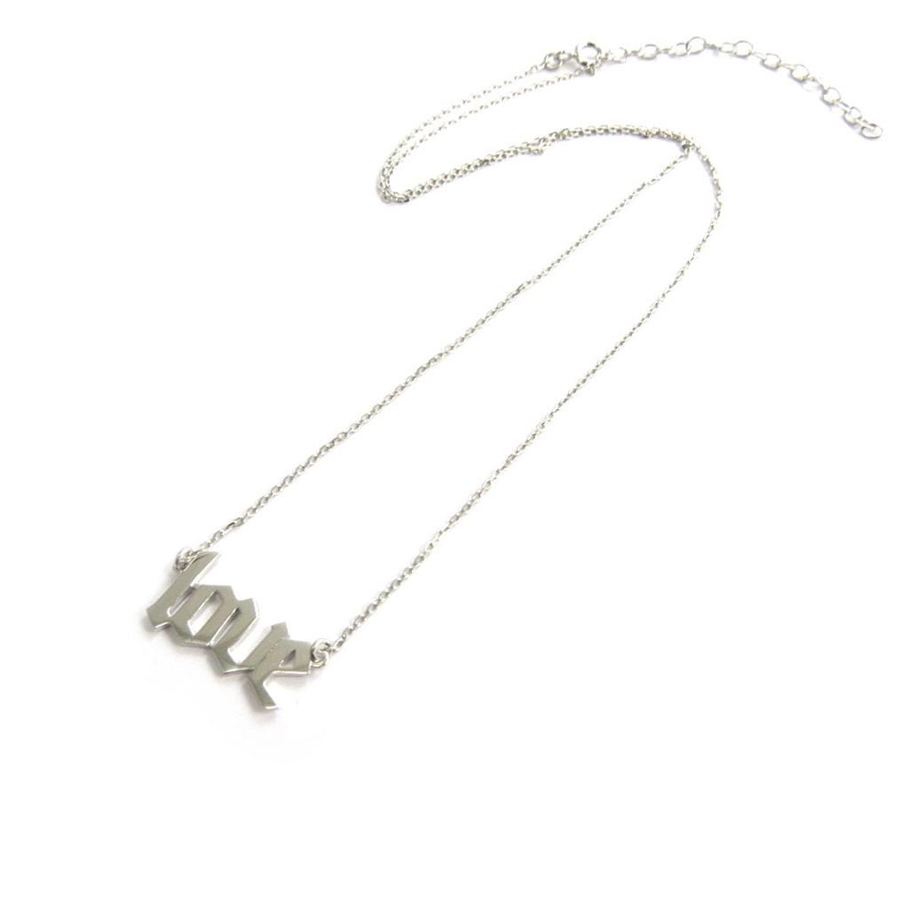 Les Trésors De Lily [N2854] - Collier Argent 'Love' argenté (rhodié) - 20x11 mm (gothique)