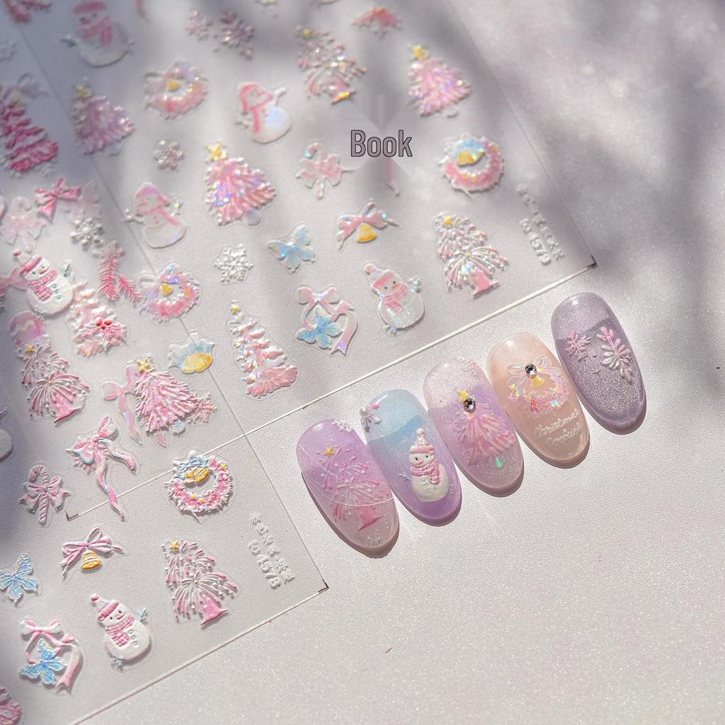 Tomoni Shell Light Pink Christmas Nail Stickers - Trendy Japanese Mix & Match Styles