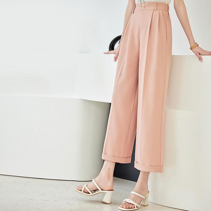 VICTORIA&VERA Women's Summer High-Waist Straight Leg Cropped Pants