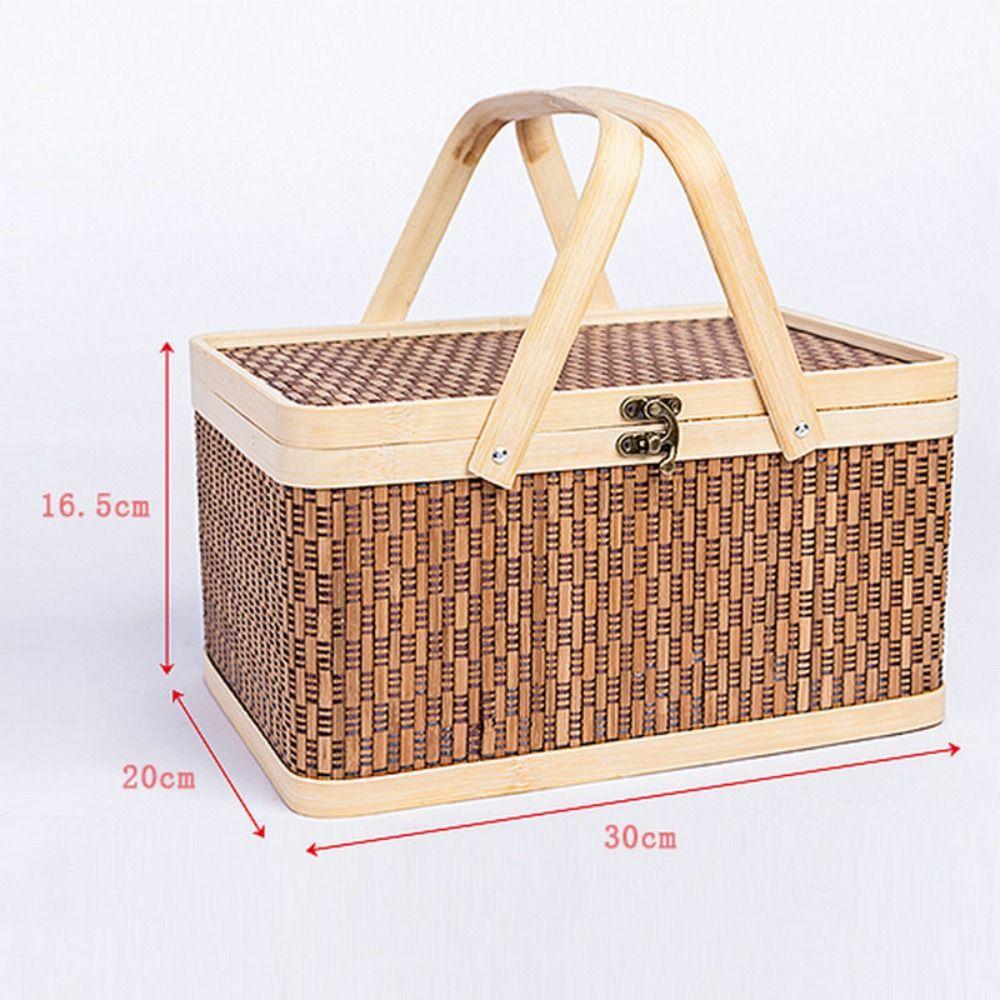 Vintage Bamboo Basket Chinese Style Bread Storage Basket Moon Cake Box  Mid-Autumn Festival