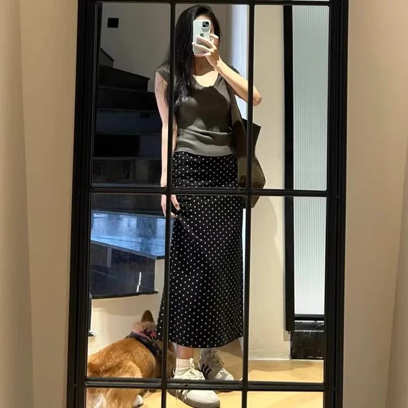 Plus Size Polka Dot High-Waisted A-Line Skirt for Women
