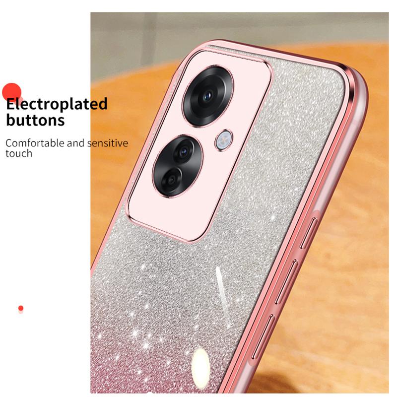 KEYSION Custodia per Telefono Glitterata con Placcatura di Lusso per OPPO Reno11 F 5G Cover Posteriore Trasparente Morbida in TPU Antiurto per OPPO Reno 11F 5G