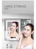40cm x 50cm Space Aluminum Smart Mirror Cabinet with Lights & Defogging, Punch-Free Wall-Mounted for Small Bathrooms