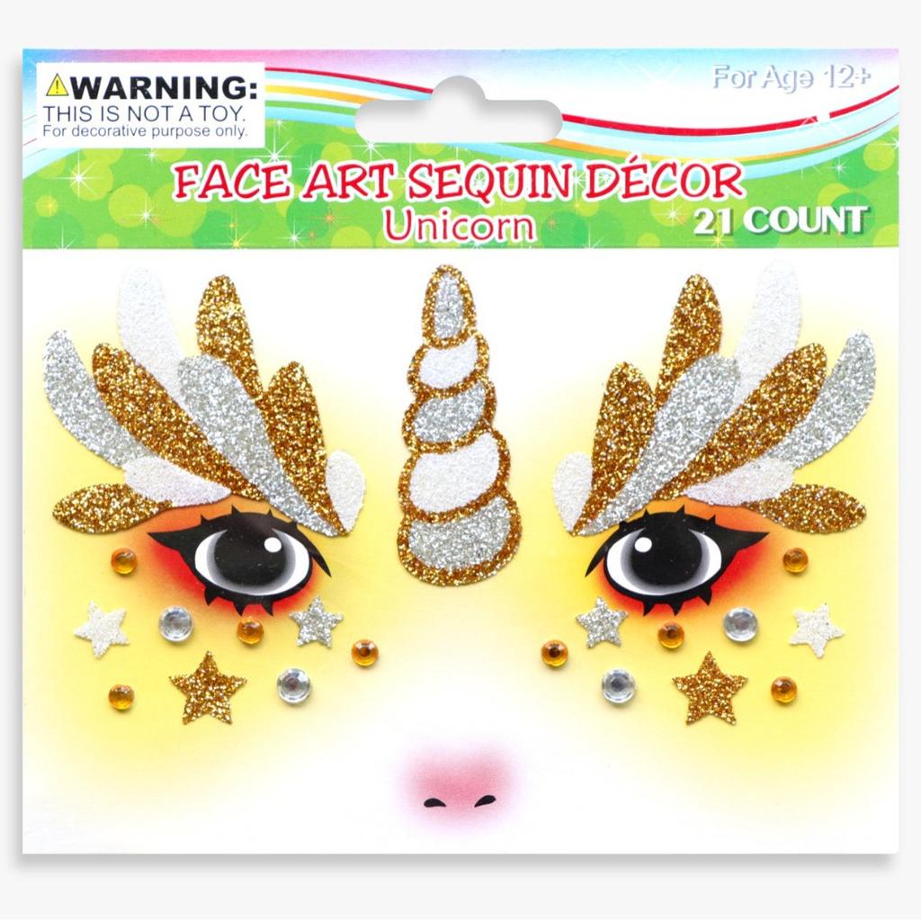 Glitter Face Art Stickers, Self-Adhesive Face Decor Decals for Halloween, Carnival, Festival and Party Makeup