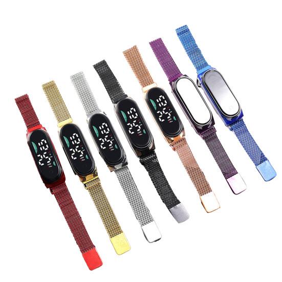 LED-Digitaluhr, wasserdicht, Magnet, Edelstahllegierung, Touchscreen, lesbares Zifferblatt, hohe Genauigkeit, langes Zifferblatt, batteriebetriebene Unisex-Sportarmbanduhr