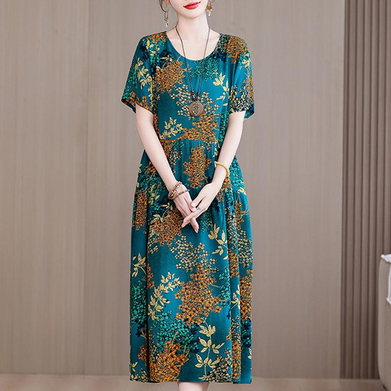 Eleganti abiti da donna estivi larghi a maniche corte taglie forti casual lunghi abiti per le donne abbigliamento vintage