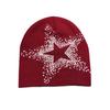 Low MOQ Cuffless Jacquard Acrylic Beanie All Print Y2K Street Hip-hop Fashion Star Pattern Custom Logo Embroidery Travel