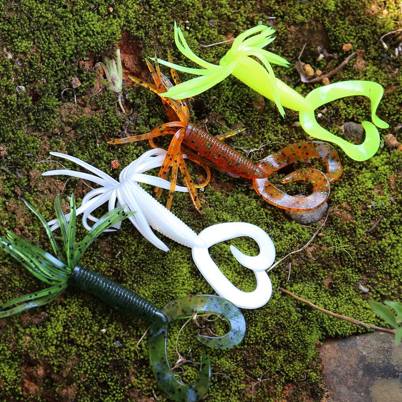 Fishing Lures Set with Squid Soft Baits Worms and Jig Head Hooks Box Fishing Tackle