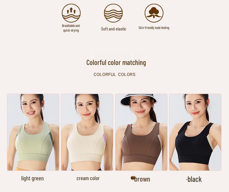 Bezešvá vyztužená sportovní podprsenka s vysokou oporou, zapínáním vzadu a krásným designem zad