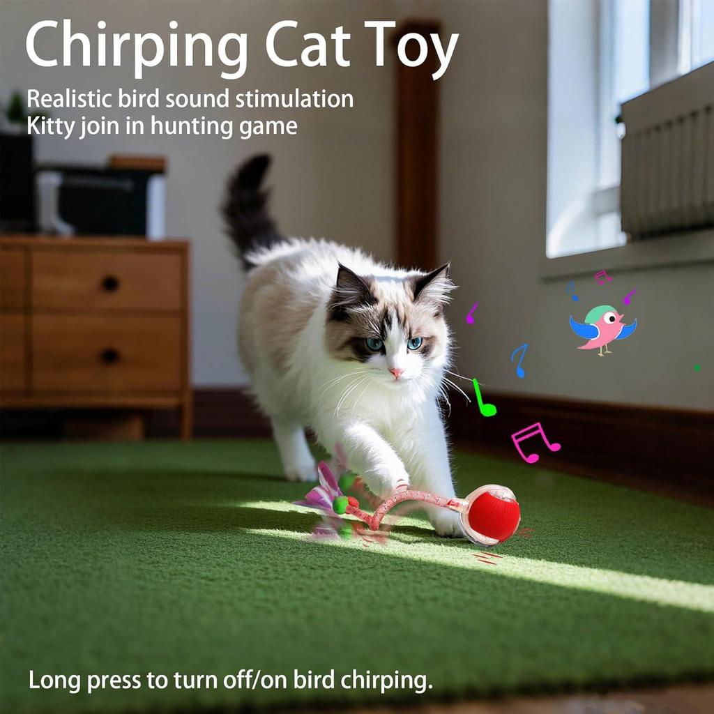 Automatic Cat Teaser Ball with Dragonfly Tail - Interactive, Self-Entertainment Toy for Physical Activity and Decompression