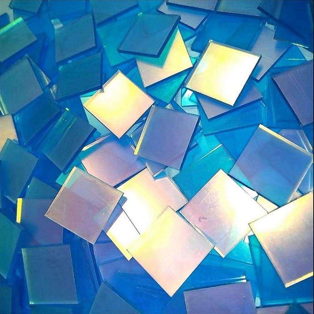 50Pcs Mini Radiant Acrylic Sheets Square Iridescent Acrylic Holographic Acrylic Home Decoration