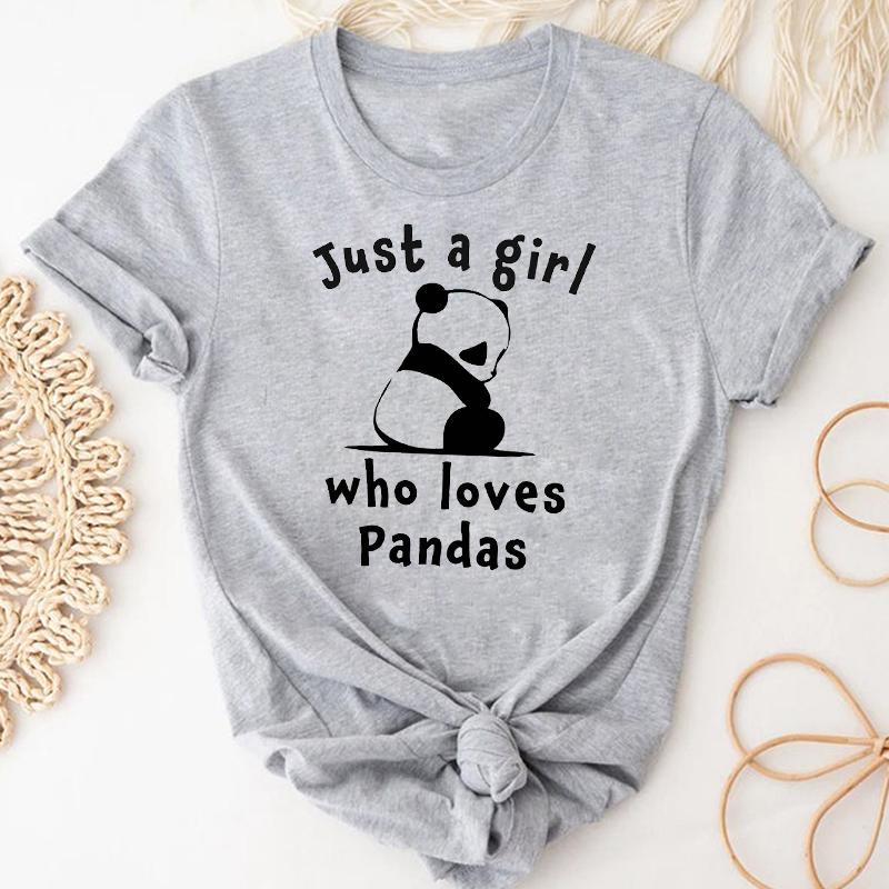 Tee Top Fashion Tshirt Clothing Casual Sweet Love Panda Spring Short Sleeve Women Print Summer Lady Female Graphic T-shirt