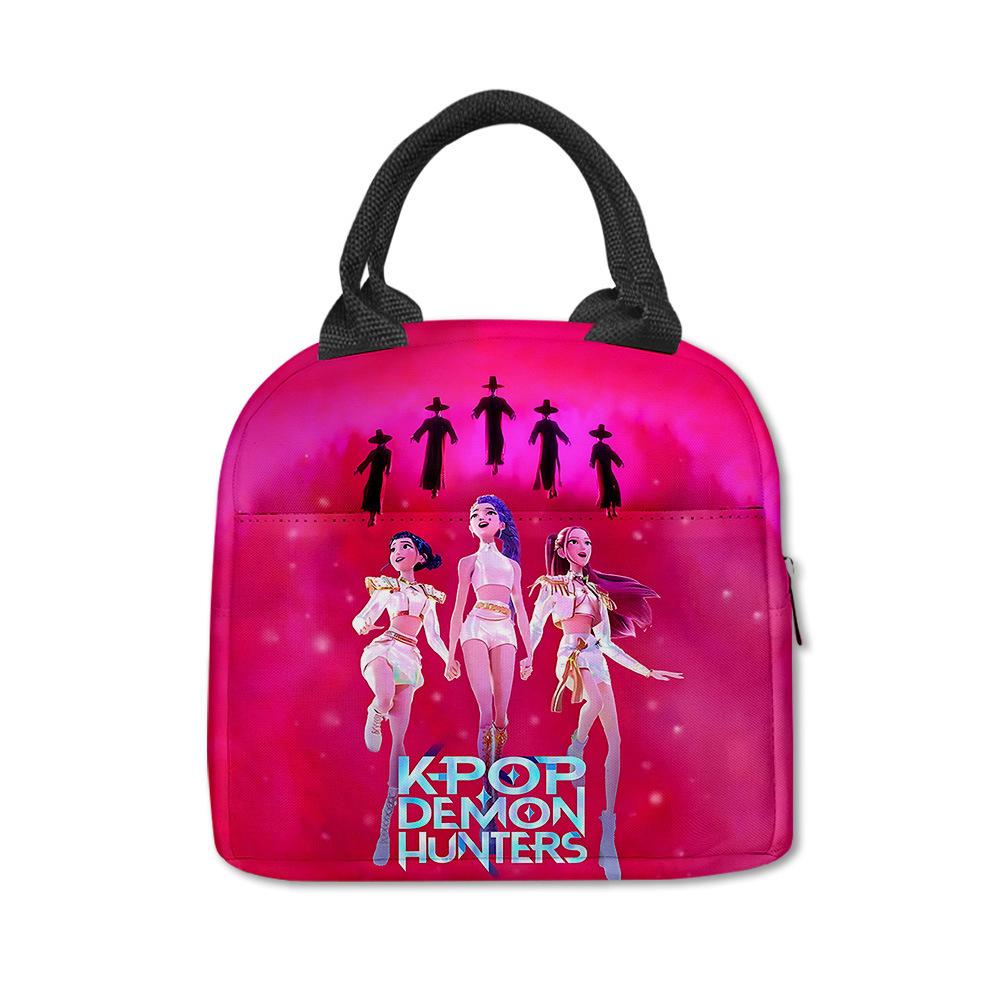 Demon Hunter Girl Group Peripheral Lunch Bag, Cartoon Printing Waterproof And Wear-Resistant, Student Office Worker Thermal Insulation Lunch Box Bag