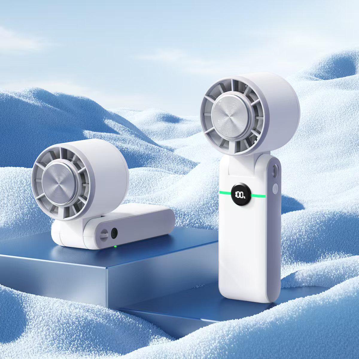

Turbo Icing Cooling Mini Handheld High-Speed Portable Fan with Brushless Noise Reduction 16.3*5.2*3.8 серый/белый