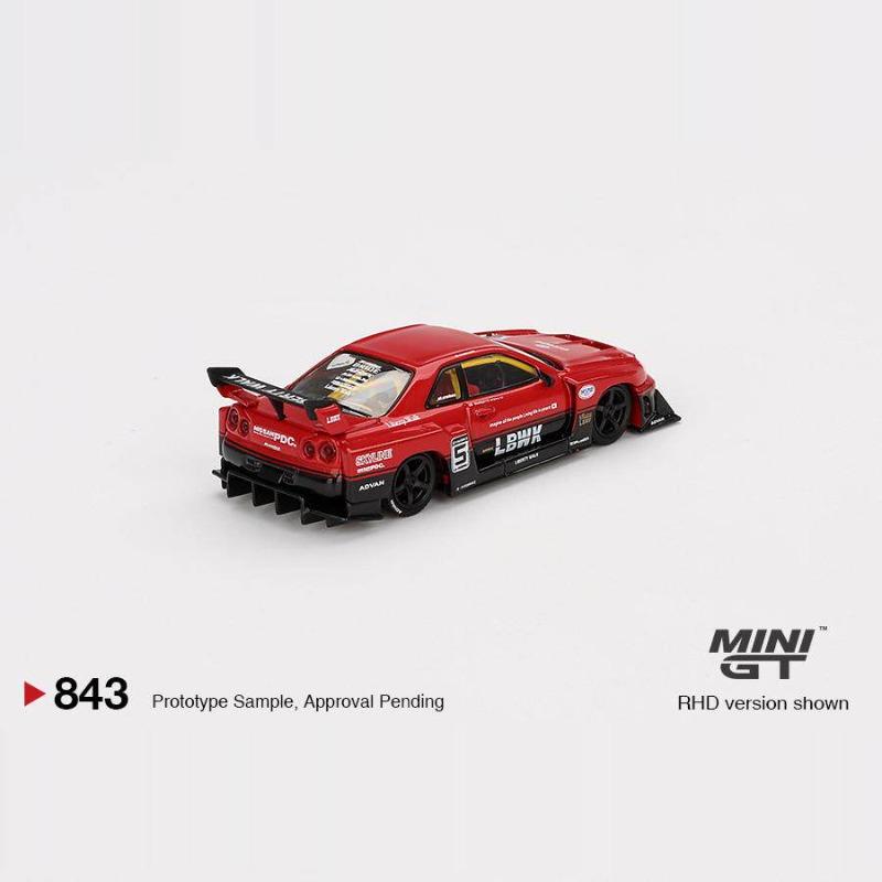 MINIGT 1:64 Nissan GTR ER34 LB Wide body Silhouette Simulation Alloy Car Model Desktop Ornament Collection Boys' Toys