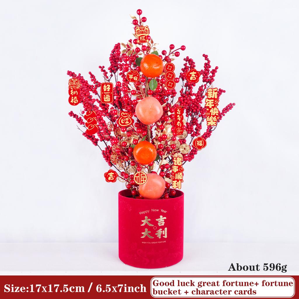 Uflower Lunar New Year Artificial flowers 2026 New Year Artificial Red Fruit Berry Pot Wedding Party Home Room Decorations