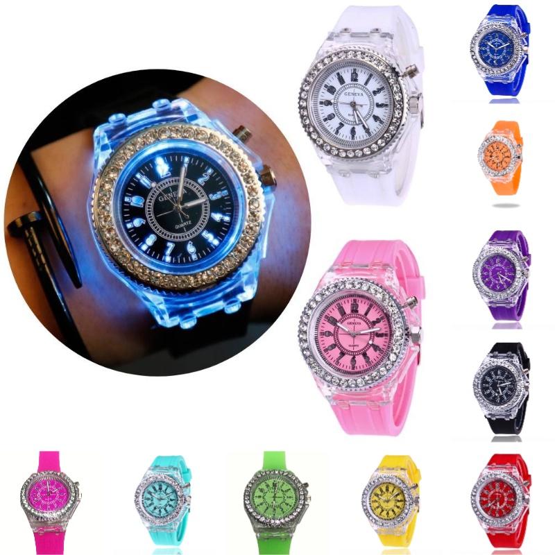 Stylish Unisex Quartz Watch With Transparent Dial Glow-in-the-dark And Water Resistance Geneva Silicone Sports Watch
