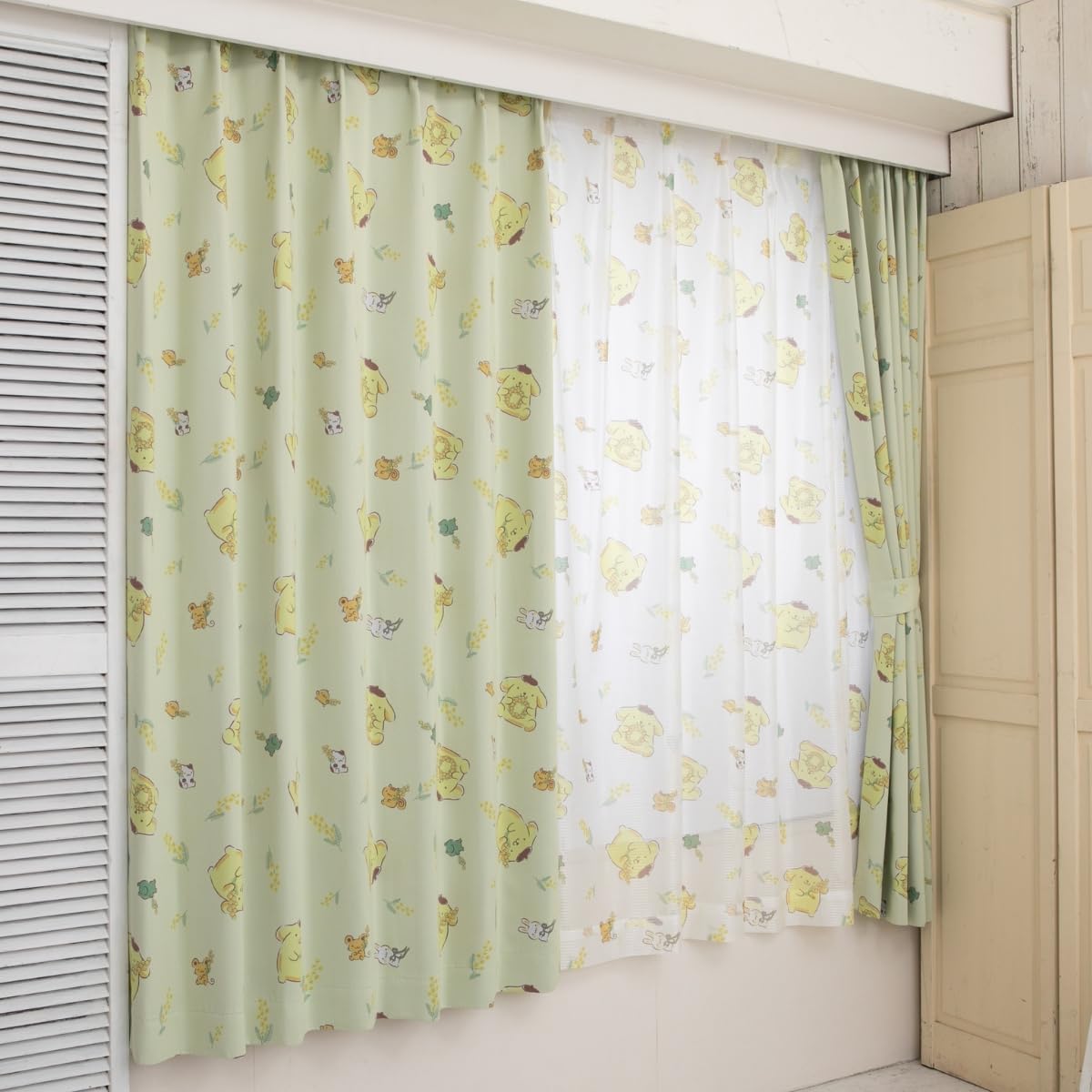 

Sanrio Pom Pom Purin Grade 2 Blackout Heat Insulation Curtains Lace Set of 4 Width 100 x Length 200 cm Sanrio Machine Washable Pudding Character