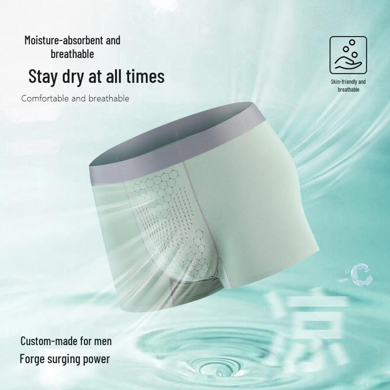 Men's 50S Lenzing Modal Tourmaline Massage Boxer Briefs with Antibacterial Oyster Essence