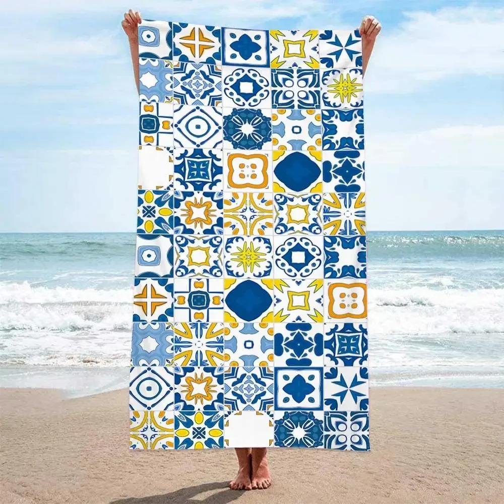 Summer Boho Beach Towel Florida Woman Microfiber Quick Dry Bath Towels Beach Cover Sand Free Portable Pink Travel Towel