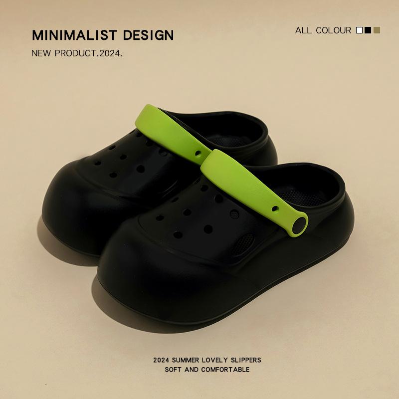 New Style Hole Shoes Women s Summer Home Non-slip Fashion Beach Thick-soled Outerwear Sandals And Slippers Ladies 35-36 чёрный 980₽