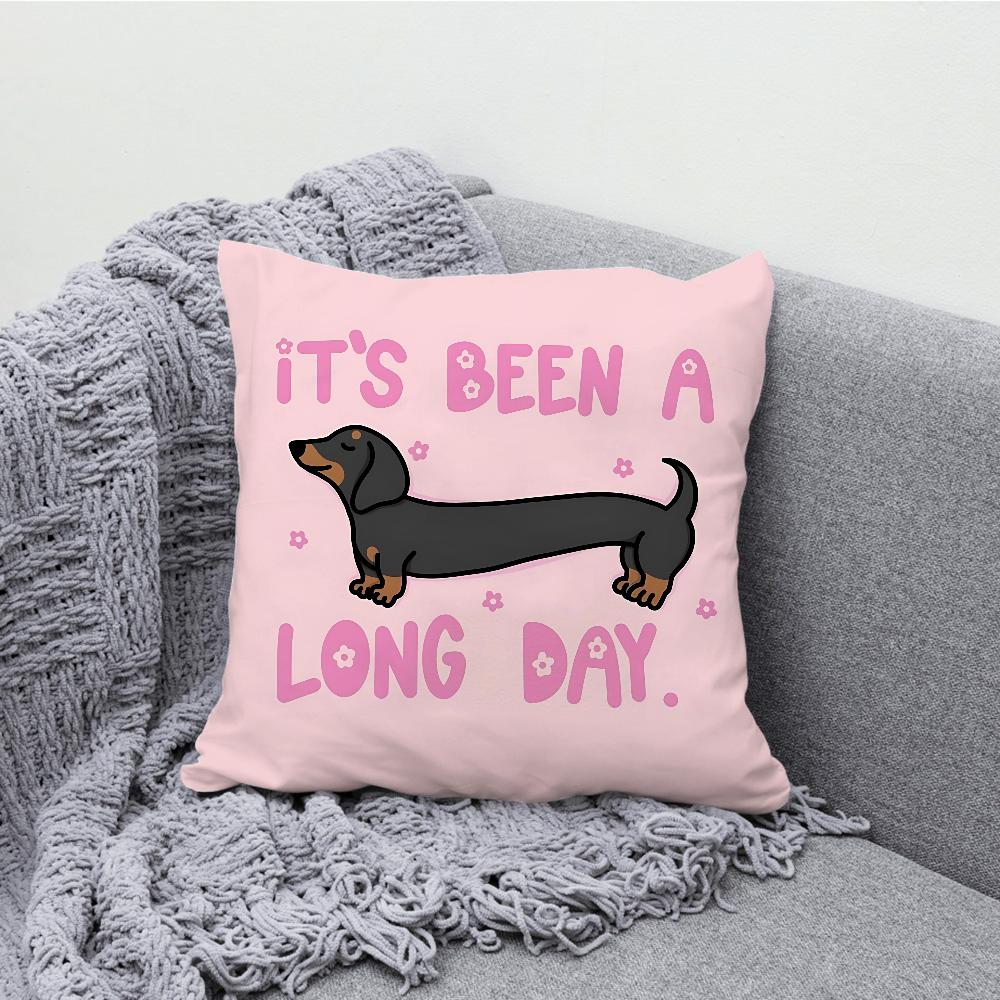 Lovely Dachshund Dog Cartoon Pillow Case Soft Cushion Cases for Farmhouse Sofa Decor Home Decorations and Protector Pillow Case