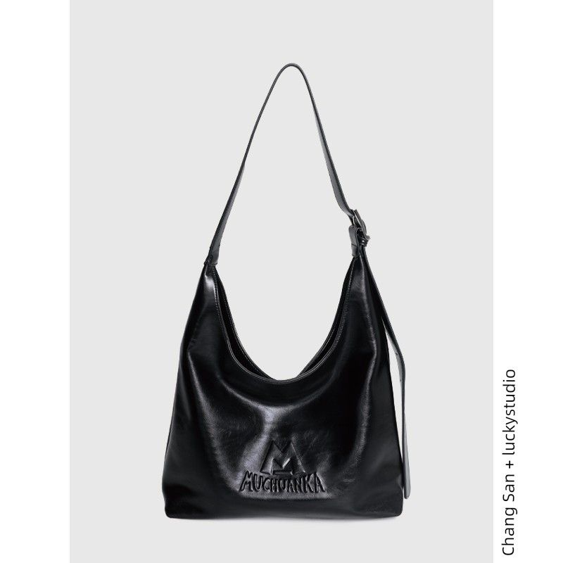 

Kikawa Card Original Hobo Underarm Tote Bag Niche Style Retro Ins Style Work Clothing Shoulder Messenger Bag 2025 New Arrival Black (new version)