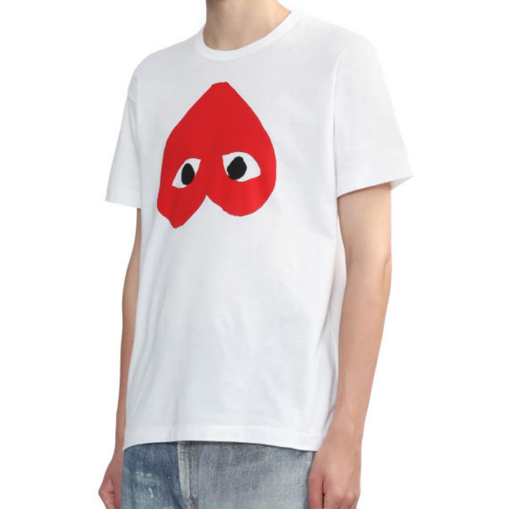 CDG Play T-Shirts Unisex White Crew Neck Moderate CPXTEAXT3460P